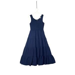 Tiered Maxi Dress Navy Blue Smocked Bodice Sz S Resortwear‎ Summer Vacation